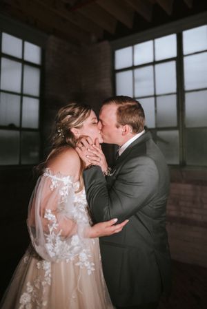Wedding photograph in a Polaroid-style proof frame