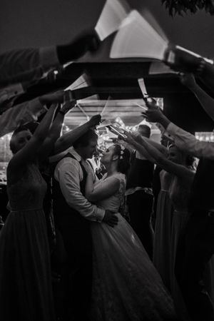 Wedding photograph in a Polaroid-style proof frame