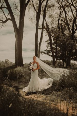 Wedding photograph in a Polaroid-style proof frame